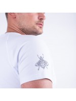 Чоловіча біла футболка з авторським принтом "Сила руху"