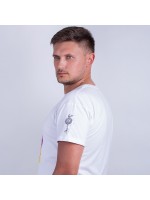 Чоловіча біла футболка з авторським принтом "Сила руху 2"